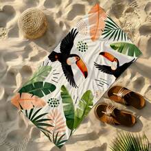 1pc Toucan Tropical Leaf Beach Towel, Super Soft Microfiber Extra Large Beach Blanket, Super Absorbent Bath Towel, Suitable For Travel, Pool, Diving, Surfing, Yoga, Camping, Available In Multiple Sizes, Beach Accessories For Beach, Pool, Travel, Camping, Yoga - Birds - View 22