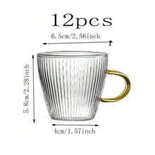 6pcs Striped Transparent Small Tea Cups, Suitable For Home Tea Tasting, Office, Espresso Cups - Clear - View 13