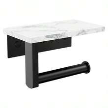 1个304不锈钢大理石纹卫生纸架，浴室壁挂式纸巾卷架带置物架 - 彩色 - 查看 12