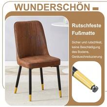 Modern And Minimalist Round Dining Table Set (With 4 Chairs In Brown Technical Fabric And Black Metal Legs), 100 Cm Diameter Round Table With A Wood Look, Suitable For The Dining Room And Kitchen. - Khaki - View 5