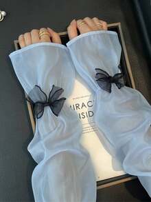 1 双女士夏季蝴蝶结防晒臂套，宽松透气仙女风保暖臂套 - 防曬袖套 - 查看 7