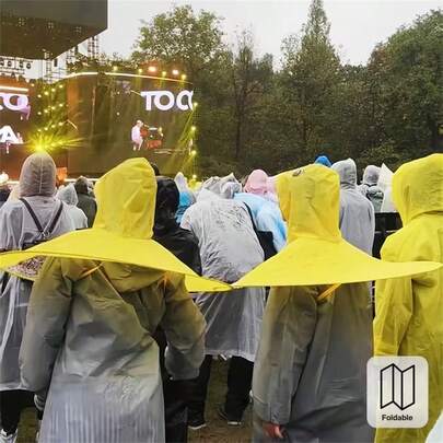 Duck Umbrella Hat - 6-Rib Foldable Raincoat Poncho, Cute Yellow Duck Design, Suitable For Fishing, Camping, Travel And Outdoor Activities - Portable Rain Gear Accessory