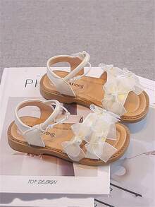 1 Pair Beige Cute & Fashionable Design With Massage Pad Bottom, Soft Non-Slip Flat Children Sandals, Toddler Walking Shoes, Suitable For Spring, Summer, Autumn And Winter - Beige - View 2