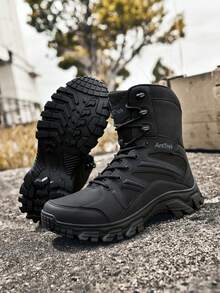 New Hiking Shoes, Training Boots, Trekking Shoes, Outdoor Shoes, Desert Camping Boots, Safety Work Boots, Lightweight Durable Comfortable High-Top Shoes, Fashionable Men's Shoes - Black - View 1