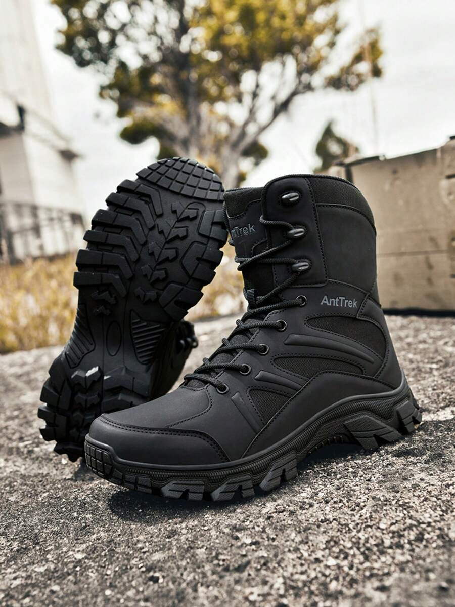 New Hiking Shoes, Training Boots, Trekking Shoes, Outdoor Shoes, Desert Camping Boots, Safety Work Boots, Lightweight Durable Comfortable High-Top Shoes, Fashionable Men's Shoes - Black - View 1
