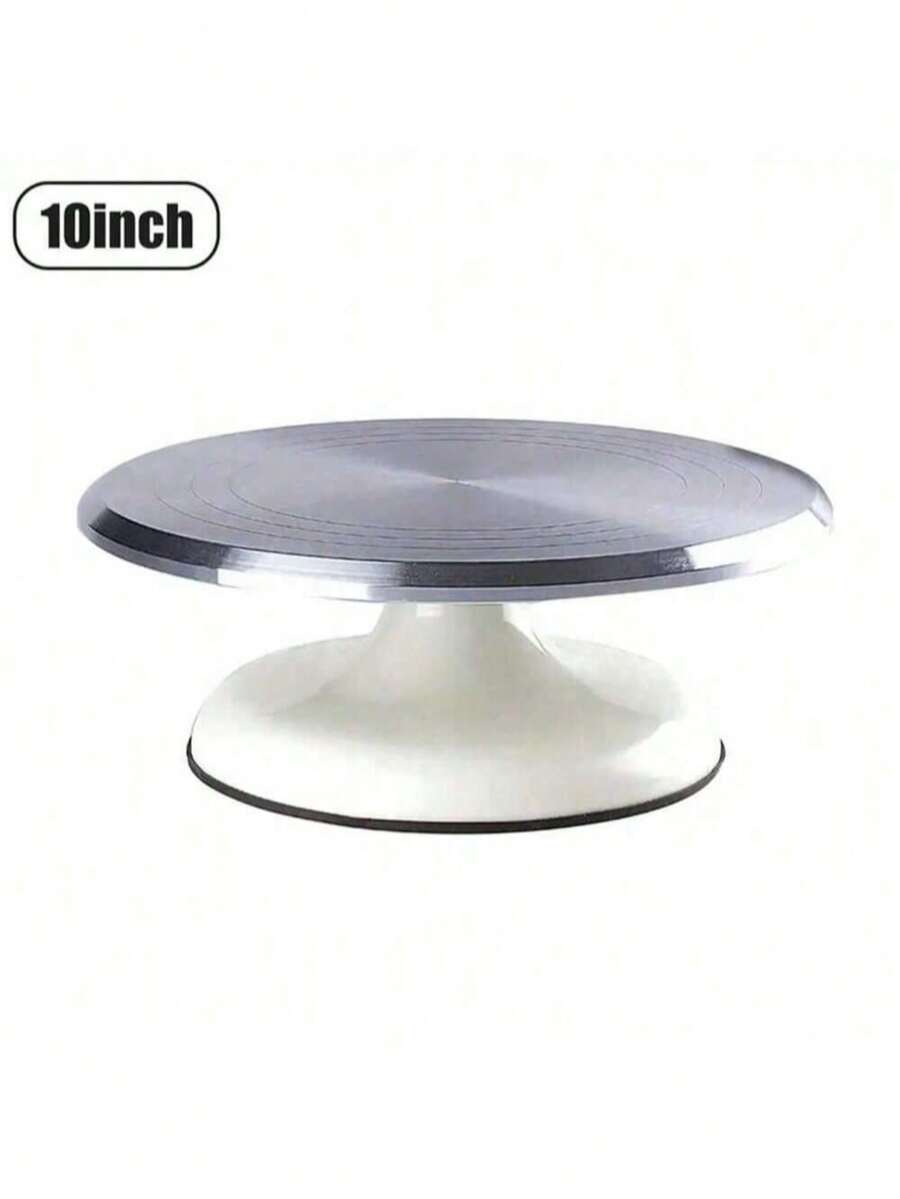 10-Inch Aluminum Alloy Cake Decorating Turntable, Rotating Icing Smoothing Stand, Baking Piping Platform With High-Precision Bearings For Smooth And Quiet Operation, Essential Home Baking Tool - White - One Size - View 1