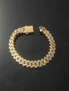 1套男士全钻菱形拼接链项链和手链 - Style A - 查看 10