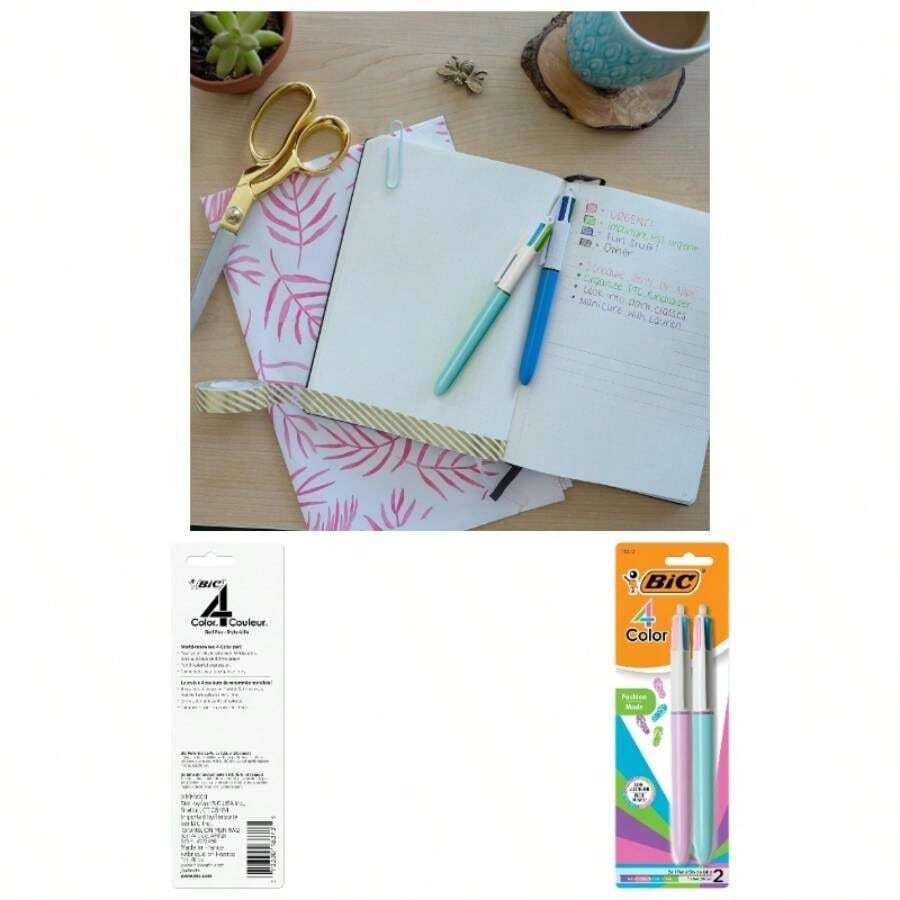 4 Color Fashion Retractable Ballpoint Pen With 1.0 Mm Medium Point And Assorted Ink, 2 - Count Pack In Multicolor - Assorted - Fashion - View 1