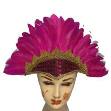 Shiny Retro Performance Party Feather Chief Colorful Headdress Prop - Headwear - Multicolor - View 15