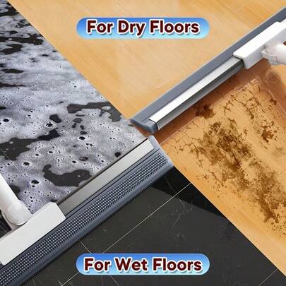 Escurridor de piso de 50 cm, adecuado para pisos de concreto, con mango de acero inoxidable de 116 cm, diseñado para eliminar el agua en baldosas, epoxy, garajes, entradas y patios, viene con cepillo escurridor