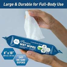 MED PRIDE Premium Wet Wipes 68 Extra Large 8"X10" Body Wipes With Aloe And Lanolin Alcohol-Free Hypoallergenic Mild Scented Wet Wipes For Adults And Seniors Pack Of 68 Wipes - 68片裝濕紙巾 - 查看 2