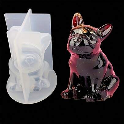 3D French Bulldog Silicone Mold – Cute Sitting Puppy Resin, Candle & Soap Mold For DIY Home Decor & Pet Lover Gifts