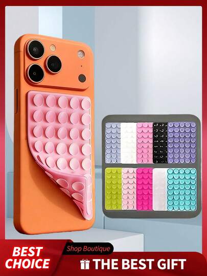 1pc Multi-Function 40-Hole Double-Sided Square Silicone Phone Suction Cup, Phone Case Holder, Phone Accessories, Sticky Phone Stand, Phone Holder, Sticky Phone Stand. The Sturdy Silicone Suction Cup Can Firmly Hold Your Phone To Prevent It From Falling. Suitable For Video Shooting, Selfie, And Various Scenarios. Available In 1pc, 2pcs, 3pcs Or 5pcs Sets.
