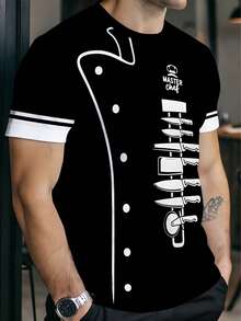 男士字母刀印花休闲百搭短袖T恤 - 彩色 - 查看 5