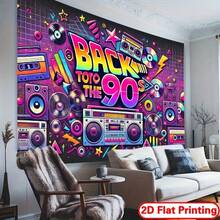 2D Flat - 2D Flat - 2D Flat, 1pc Retro Photography Backdrop, Inspired By 90s, Featuring Bright Neon Colors And Design, Including Cassette Tape, Audio Player - 3 - View 4