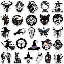 52pcs Trending Black & White Witch Doodle Stickers, Suitable For Luggage, Skateboard, Phone, Bicycle, DIY Decoration Scrapbook Supplies Stationery Funny Stickers Kindle - Color - View 3