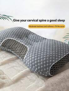 1pc Anti-Traction Neck Pillow, Neck Support Pillow For Sleep, Suitable For Stiff Neck, Side And Back Sleepers, Relieves Head And Neck Pressure, Breathable Inner Core, Soft And Supportive, Medium Firmness, Washable - Grey - View 4