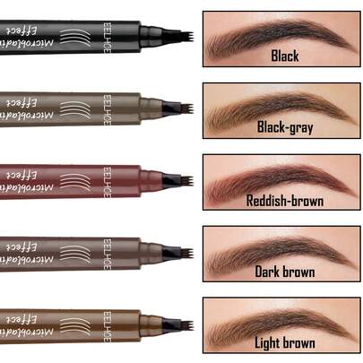 1pc 4-In-1 Waterproof & Sweat-Resistant Eyebrow Pencil, Fills & Defines Brows Naturally, Multi-Color Options