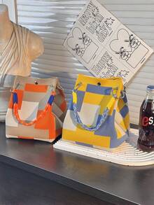 新款时尚女士手提包 - 多功能单肩包，带安全锁设计，大容量手提包，可作腕包、钱包、二合一收纳袋使用，适合旅行、户外、通勤和日常使用，耐用手柄，时尚配饰，新款INS风编织手提包，时尚白色锥形购物/摄影水桶包，节日礼物，购物袋，化妆品收纳袋 - 彩色 - 查看 11