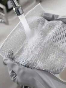 1块无缝银丝洗碗布，钢丝绒替代品，不粘油厨房清洁布，金属丝海绵，温和不伤手 - A - 查看 5