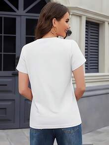 Disney Energize And Look Younger! Women's T-Shirt With Basketball Brothers Mickey And Donald Duck Print, Casual Fashion Round Neck Short Sleeve Summer Top, Vibrant Y Cartoon Shirt, Perfect For Outdoor And Daily Casual Wear - trắng - Xem 2