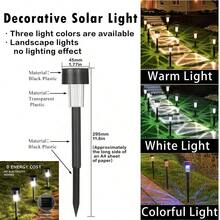 Lampu Jalan LED Tenaga Surya (1 Unit/10 Unit), Lampu Tanah LED Putih Hangat, Cocok untuk Dekorasi Halloween dan Natal serta Menciptakan Suasana; Ideal untuk Taman, Halaman Rumput, Pelataran, dan Jalan Masuk; Terbuat dari Plastik Hitam, Hanya untuk Tujuan Dekoratif, Tidak Berfungsi sebagai Lampu. - Lampu tenaga surya - View 2
