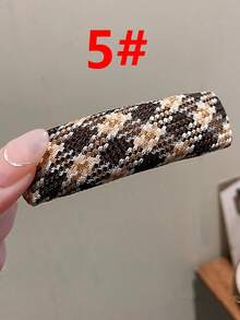 1-5个装女士卡其色侧夹式一体发夹，适合日常休闲佩戴，发卡，配饰 - 咖啡 - 查看 13