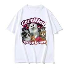 2025 Funny Certified Cute Cat Lover Meme Tee Shirt Men Women Fashion Aesthetic Short Sleeve T Shirt Summer Casual T-Shirt Tops1 - White - View 1