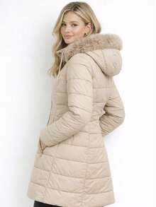 Women's Parka Made Of Super Warm, Waterproof Nylon With A Fleece-Lined Hood For Winter. - 米色 - 查看 2