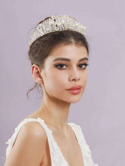 1pc Elegant Crystal Headband Hair Accessory, Suitable For Bride Wedding, Party, Performance