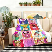 1 pieza Manta de franela con patrón de arte pop cómoda, diseño de tejido de poliéster suave, uso versátil, lavable a máquina, manta de felpa, regalo ideal para el hogar, viajes, exteriores, todas las estaciones, perfecta para sofá, cama, oficina o viaje, temporada de bodas - Multicolor - Ver 6