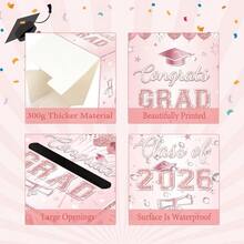 Pink Graduation Congrats Card Box, Class Of 2026 Rose Gold Graduation Party Decorations Money Card Boxes Holder, Graduation Gift Card Box For Grad Parties Supplies 8.7x 8.7x 8.7 Inch - Vàng hồng - Xem 5
