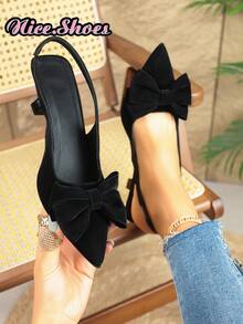 Giày sandal nữ mũi nhọn gót thấp kín mũi thời trang, thiết kế gợi cảm thanh lịch, phù hợp cho những dịp đặc biệt, thoải mái và bền bỉ cho các bữa tiệc hoặc sự kiện. - màu đen - Xem 7