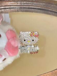 SANRIO 1pc Hello Kitty Cute & Sweet High-End Ring, Minimalist Fashionable Sparkling High-Quality Ring, Suitable For Daily Wear - Multicolor - View 6