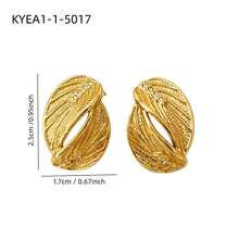 Exaggerated Rhinestone Metal Leaf Stud Earrings, European And American Fashion Unique Design Elegant Earrings For Women - Gold - View 9