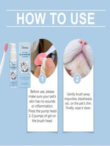 猫咪下巴黑头去除免洗泡沫油，尾部沐浴香波，犬猫通用宠物清洁套装，猫咪下巴痤疮去除护理套装 - 温和去除猫咪下巴黑头，含清洁液 - 淺藍色 - 查看 4