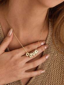 Custom Bubble Name Necklace, Dainty 3D Letter Name Necklace, Initial Necklace, Women Necklace, Personalised Jewelry, Mothers Day Gift - Gold - View 8