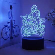 1pc Cool Motorcycle 3D Night Light, USB Powered Touch 7-Color Gradient, Creative Desktop LED Bedroom Decor Light, Acrylic 7-Color Night Light Suitable For Living Room, Bedroom, Room, Office And Other Spaces - Multicolor - View 10