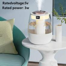 Quiet Ultrasonic Humidifier, Warm Night Light, Dual Nozzle, Water Level Display, 84.54oz, Suitable For Bedroom/Office, Battery-Free, Modern Style - Multicolor - View 7