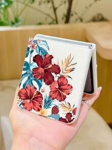 1pc Fashionable And Minimalist Skin Feel PC Material Cute And Minimalist Flower Element Folding Phone Case, Can Protect And Prevent Falling For: SamsungGalaxy Zflip 3/Zflip 4/Zflip 5/Zflip 6/Zflip 7/ Find N3 Flip/ Razr 50 Ultra/ Razr 60 Ultra/ Razr 60/ Rolla Razr 50/XiaomiMIX Flip/Galaxy Z Flip7 FE - White - View 9