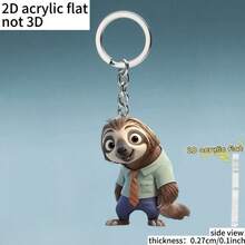 2D疯狂动物城树懒钥匙扣，多功能装饰吊坠，适用于背包、钥匙链、节日装饰、庆典活动，可爱迷人，设计别致，是妇女节礼物和婚礼配饰的理想之选。 - 彩色 - 查看 7