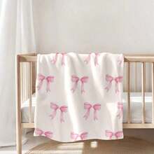 1 Piece Vintage Pink Bow Flannel Blanket - Ultra Soft Cozy Texture, Best Gifts For Her, Mother, Girl, Daughter, Best Friend, Little Friend, Boyfriend, Son, Brother, Wedding Gifts. Playful Bow Print On White, All-Season Lightweight Blanket For Bed And Sofa, Machine Washable, Ideal For Home, Office, Camping, Travel & Halloween-Christmas Decoration. - 多色 36 - 查看 10
