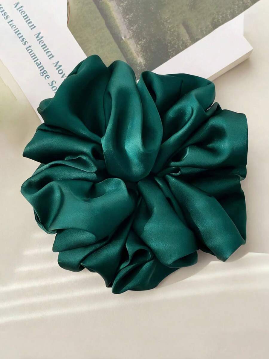 1 chiếc dây buộc tóc màu xanh lá cây cỡ lớn, mềm mại, co giãn cao, chất liệu mượt mà, sang trọng, thoải mái, đa năng dành cho nữ, dùng làm phụ kiện tóc tại nhà, du lịch, sinh nhật. - màu xanh lá - Xem 1
