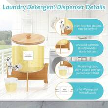 Laundry Detergent Dispenser, 0.7 Gallon Fabric Softener Dispenser For Laundry Room Organization, Acrylic Liquid Laundry Detergent Dispenser With Spigot, Detergent Holder, Measuring Cup - Multicolor - View 4