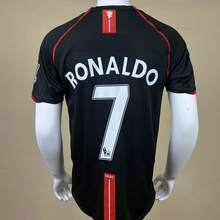 Ronaldo#7 Man Utd Black Short-Sleeve Couple Soccer Jersey, Unisex Vintage Streetwear, Matching Athletic Clothes - default - 查看 4