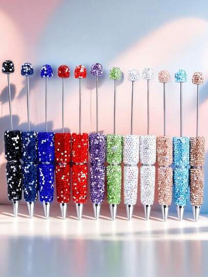 Bộ dụng cụ tự làm bút bi đính đá lấp lánh (1 chiếc/3 chiếc/5 chiếc), đồ dùng văn phòng phẩm sáng tạo lấp lánh, thích hợp làm quà tặng trong các dịp lễ.