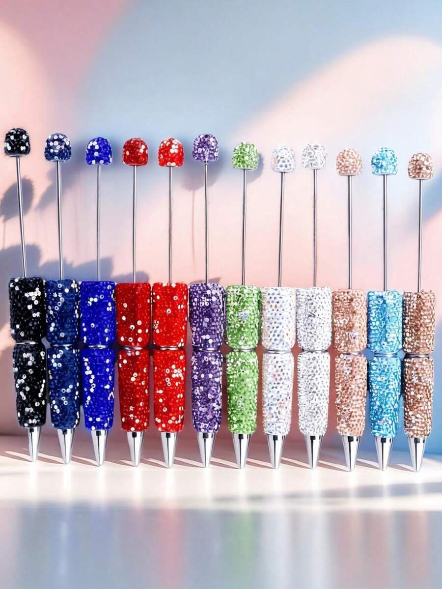 Bộ dụng cụ tự làm bút bi đính đá lấp lánh (1 chiếc/3 chiếc/5 chiếc), đồ dùng văn phòng phẩm sáng tạo lấp lánh, thích hợp làm quà tặng trong các dịp lễ. - Nhiều màu - Xem 1