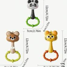 0-12 Months Baby Learning Toys, Cute Rattle Drums, Colorful Animal Handheld Rattles, Infant Sensory Buzzer, Promote Motor Skills Development, Hand-Eye Coordination - Multicolor - View 4
