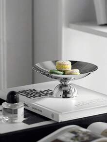 1件极简主义不锈钢甜点盘，欧式奢华创意水果盘，蛋糕架，糖果干果托盘 - 銀色 - 查看 7