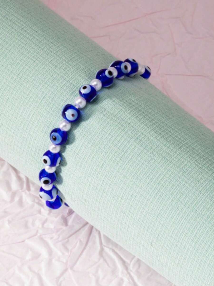 1 pieza Pulsera de cuentas de vidrio con estilo chic de vacaciones, pulsera de de lujo de nicho - Multicolor - Ver 1